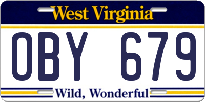 WV license plate OBY679