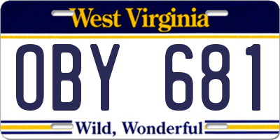 WV license plate OBY681