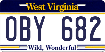 WV license plate OBY682
