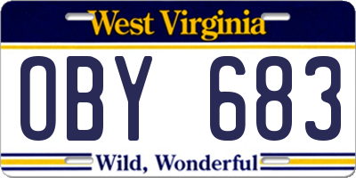 WV license plate OBY683