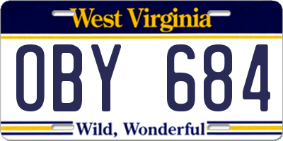 WV license plate OBY684
