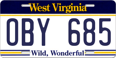 WV license plate OBY685