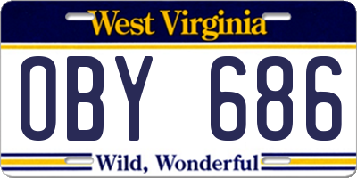 WV license plate OBY686