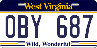 WV license plate OBY687