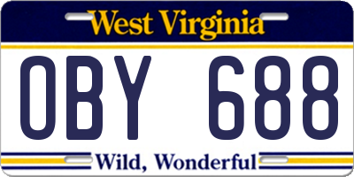WV license plate OBY688