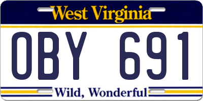 WV license plate OBY691