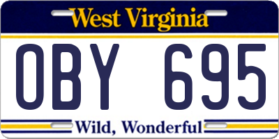 WV license plate OBY695