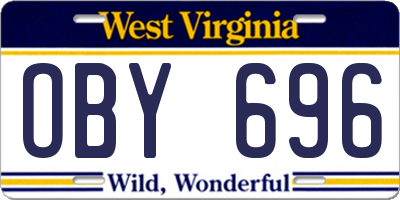 WV license plate OBY696
