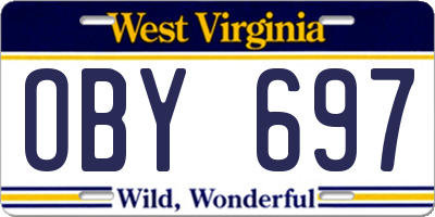 WV license plate OBY697