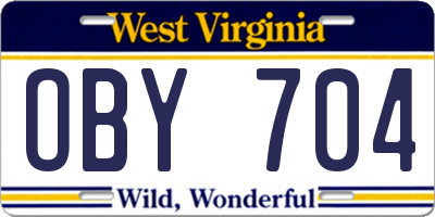 WV license plate OBY704