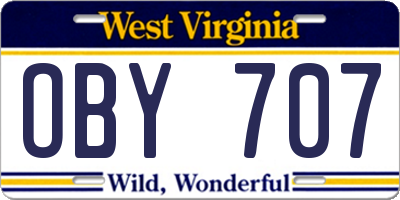 WV license plate OBY707