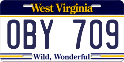 WV license plate OBY709