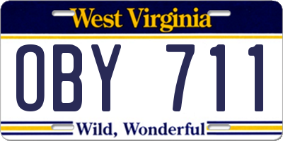 WV license plate OBY711