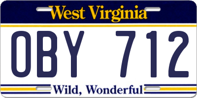 WV license plate OBY712