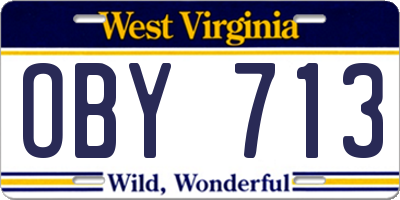 WV license plate OBY713