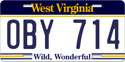 WV license plate OBY714