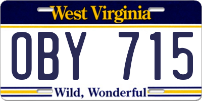 WV license plate OBY715