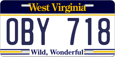 WV license plate OBY718