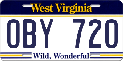 WV license plate OBY720
