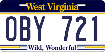 WV license plate OBY721