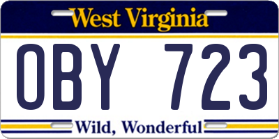 WV license plate OBY723