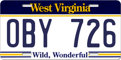 WV license plate OBY726