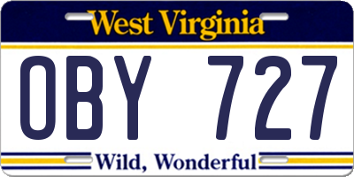 WV license plate OBY727