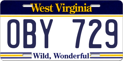 WV license plate OBY729