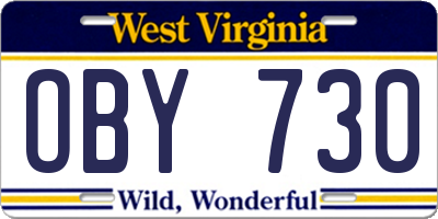 WV license plate OBY730