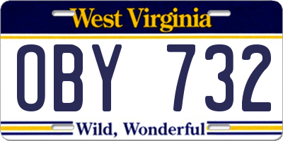 WV license plate OBY732