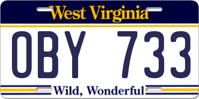 WV license plate OBY733