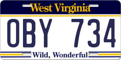 WV license plate OBY734