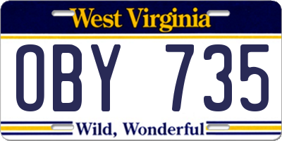 WV license plate OBY735