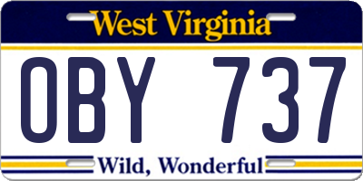 WV license plate OBY737