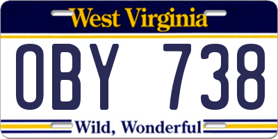 WV license plate OBY738