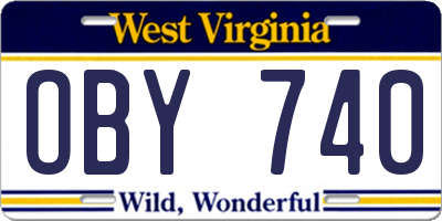 WV license plate OBY740
