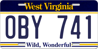 WV license plate OBY741