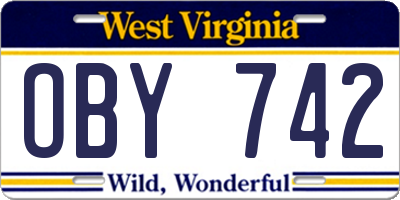 WV license plate OBY742