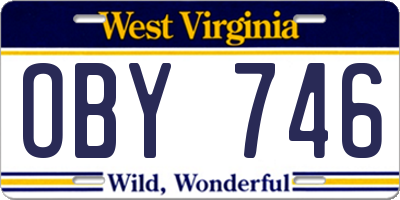 WV license plate OBY746