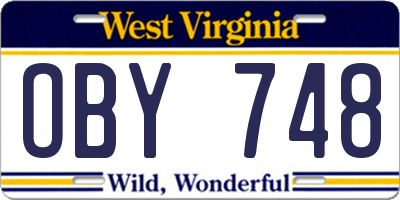 WV license plate OBY748