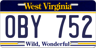 WV license plate OBY752