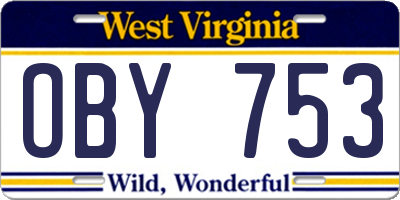 WV license plate OBY753