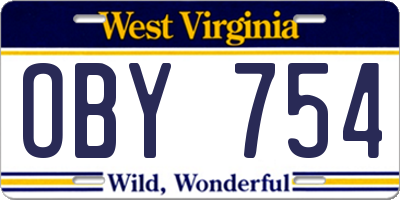 WV license plate OBY754