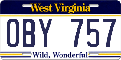 WV license plate OBY757