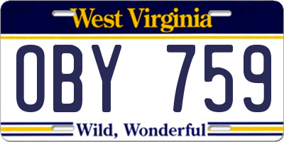 WV license plate OBY759