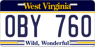 WV license plate OBY760