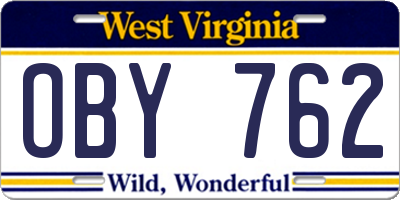 WV license plate OBY762
