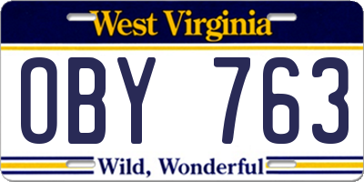 WV license plate OBY763