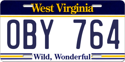 WV license plate OBY764
