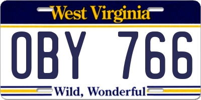 WV license plate OBY766